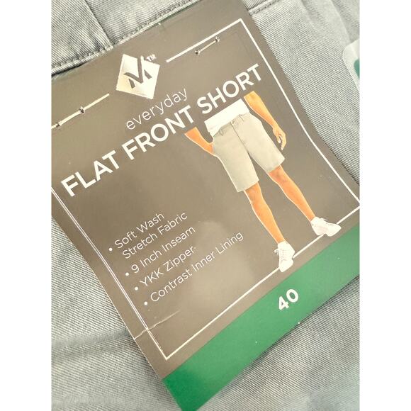 Flat Front Mens Shorts Size 40 Knee Length Zipper Pockets New with Tags - Picture 3 of 6